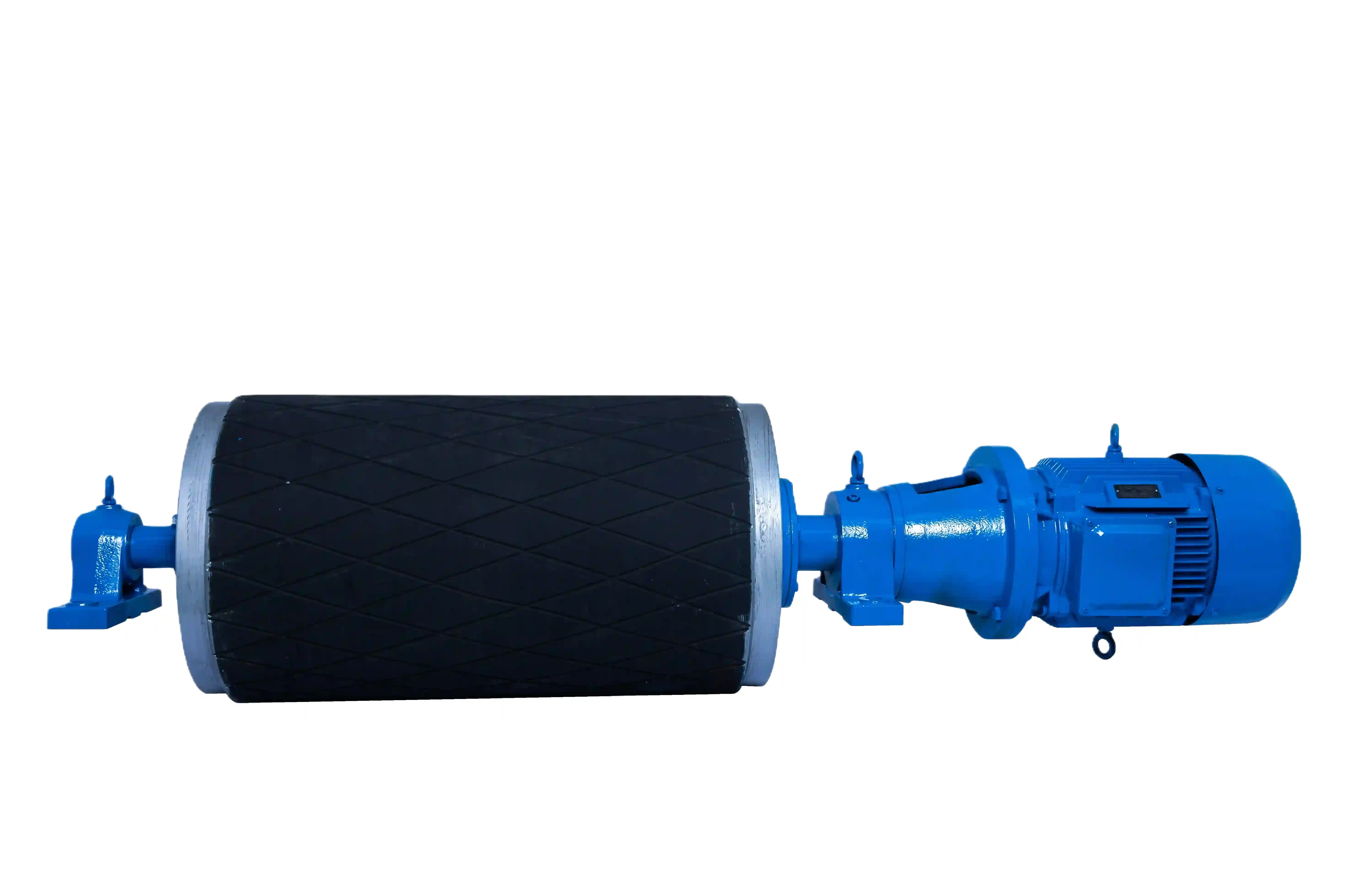 motorisert trommelremskive for transportørsystem